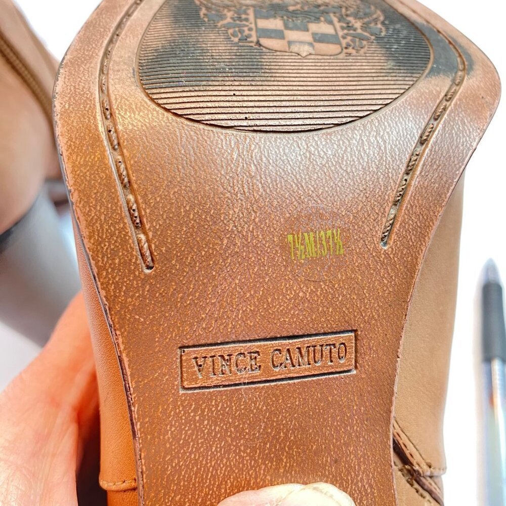 Vince Camuto Womens  Size 7.5  Ankle Booties Tan Leather  3" Block Heel - Picture 7 of 10